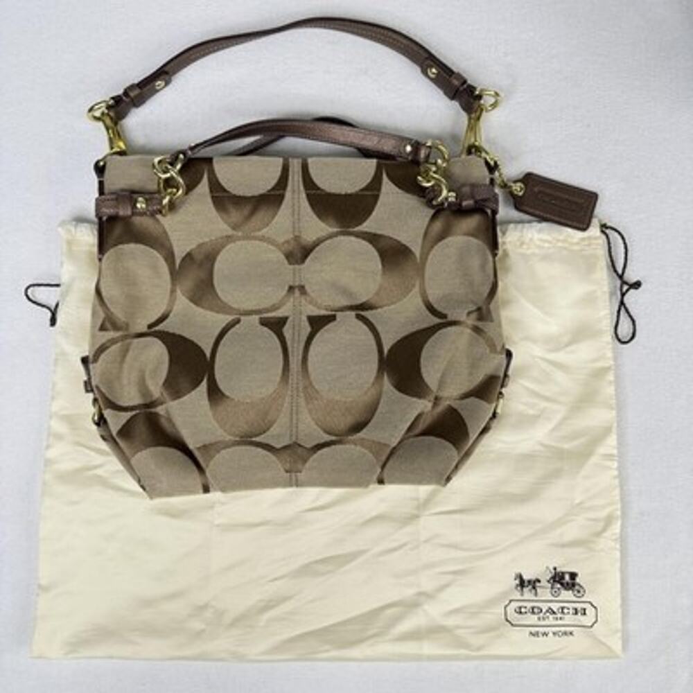 Coach Brooke Shoulder Bag Large Brown Signature Canvas Leather Gold Hardware